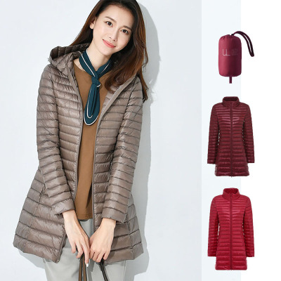 女士轻薄羽绒服中长外套