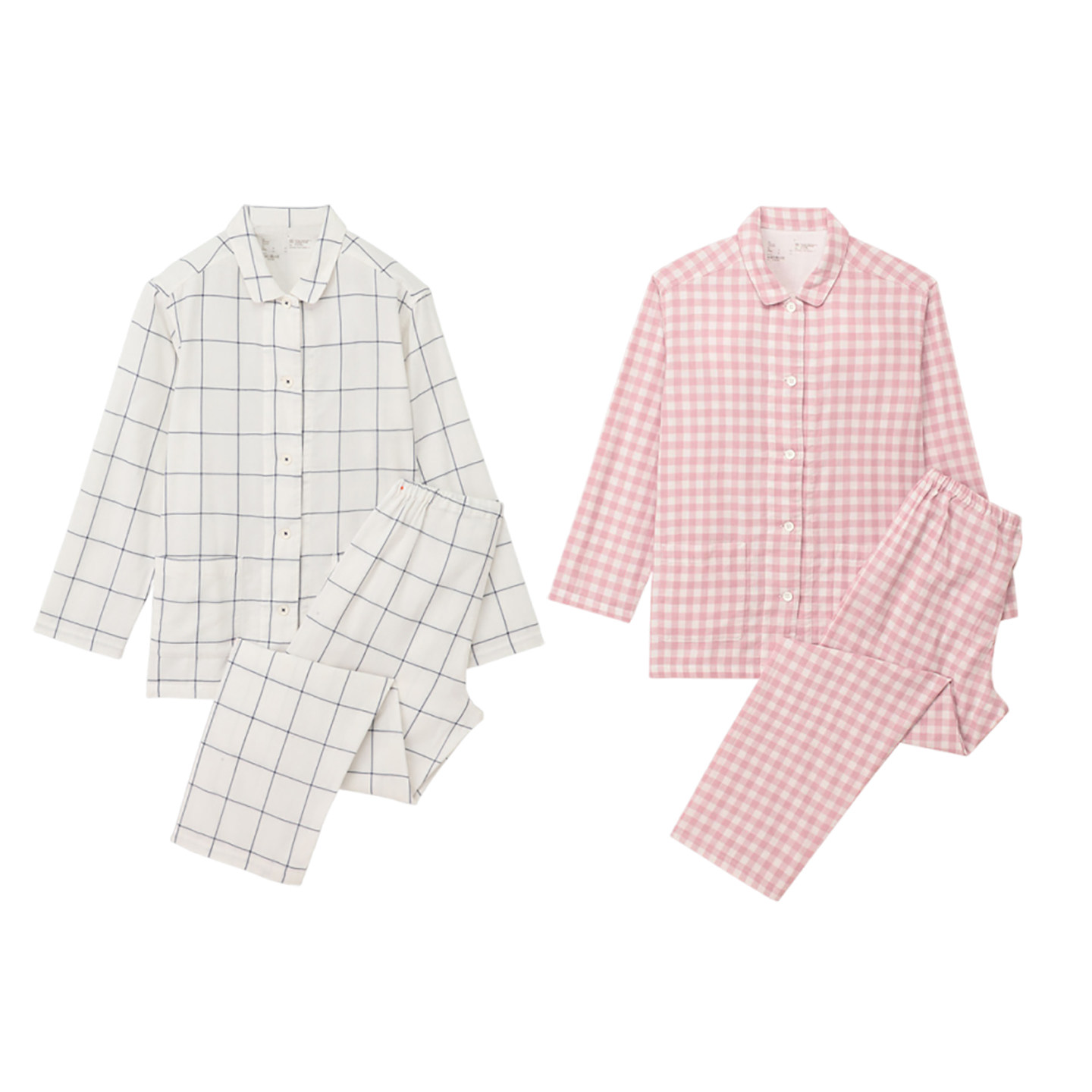 日系无印风情侣双层棉纱睡衣26年女士纯棉家居服套装长袖全棉男款