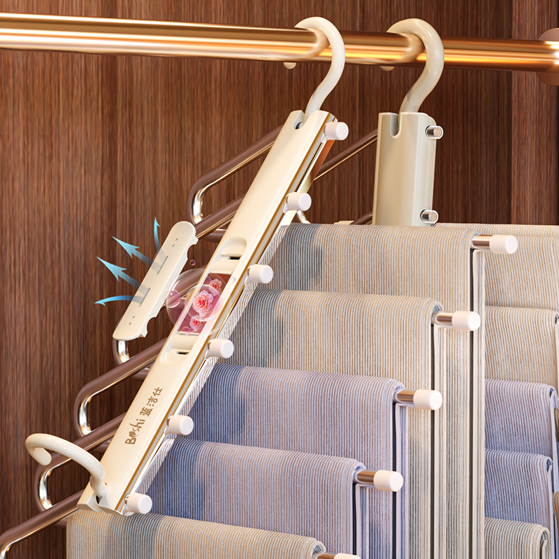 折叠裤架多功能多层裤子衣架家用魔术无痕裤夹衣柜收纳神器裤挂架