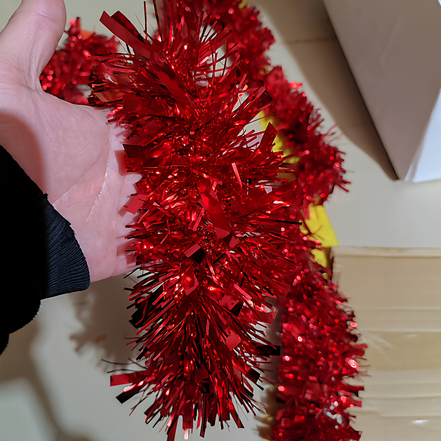 新年春节装饰彩带毛条加粗加密