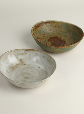 沙拉碗元宝碗餐具西餐意面盘汤盘商用碗菜盘深陶瓷家用餐盘复古
