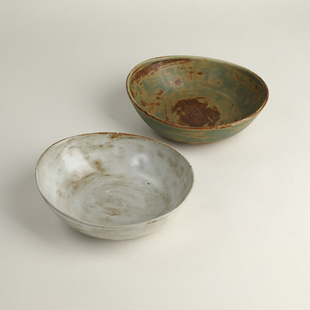 沙拉碗元宝碗餐具西餐意面盘汤盘商用碗菜盘深陶瓷家用餐盘复古