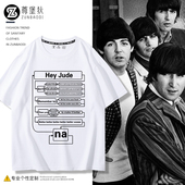Hey jude短袖 嗨朱迪Beatles披头士乐队列侬geek摇滚男女复古T恤