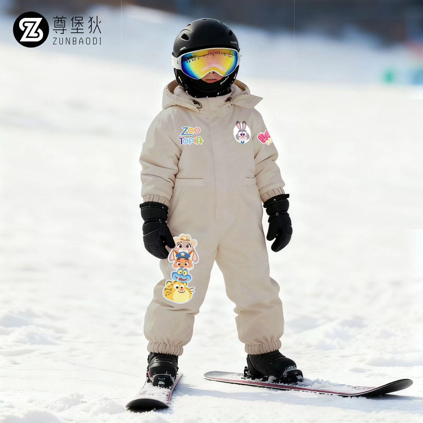 疯狂动物城22联名儿童连体滑雪服