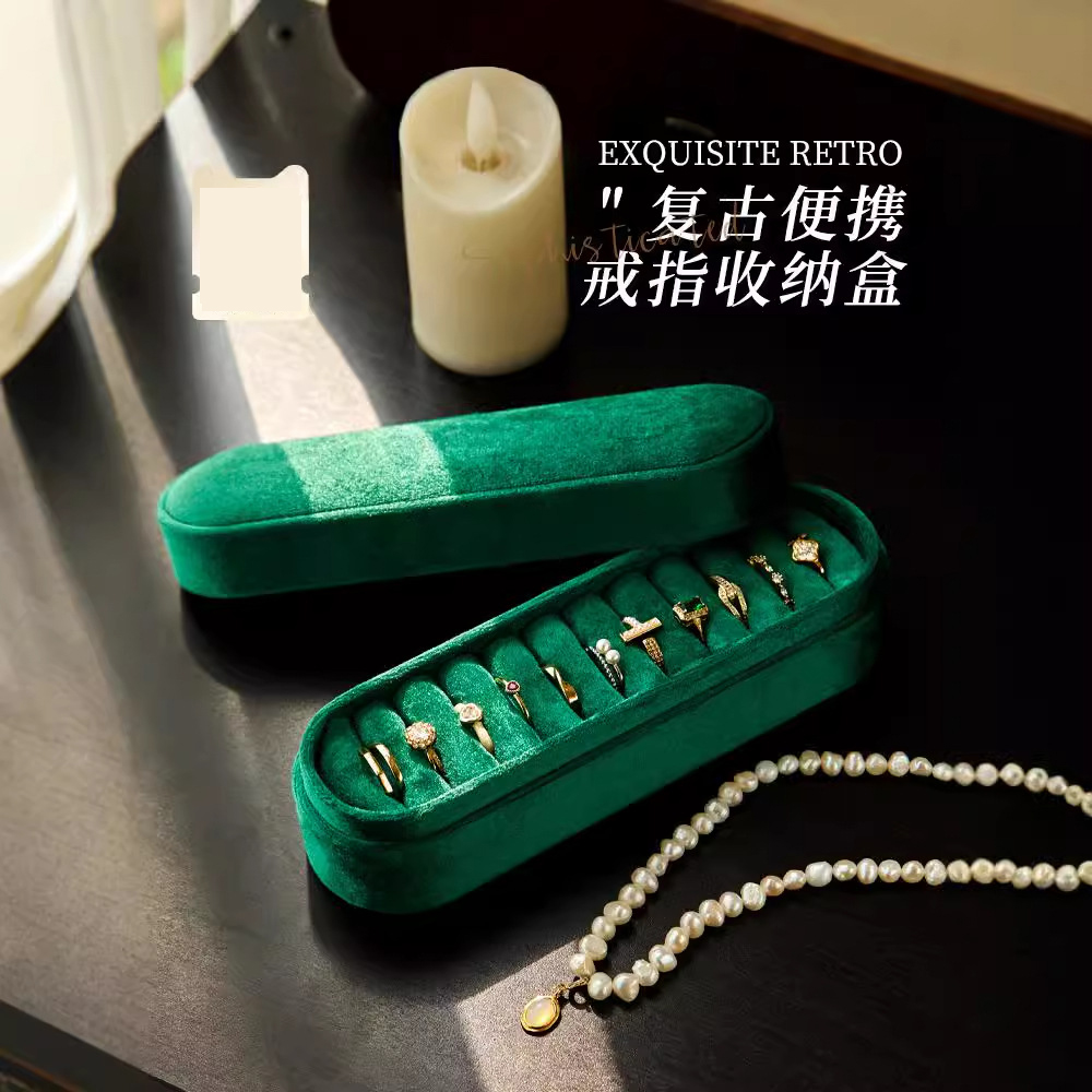 新款天鹅绒戒指收纳盘货高端展示盘丝绒戒指耳钉珠宝首饰托盘