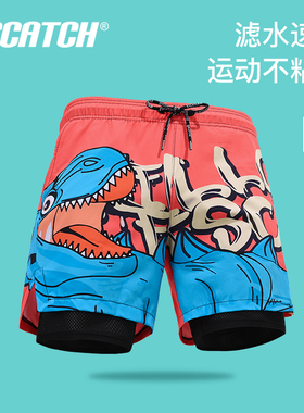 泳裤男士双层速干防尴尬可下水游泳裤海边沙滩裤泡温泉泳衣套装