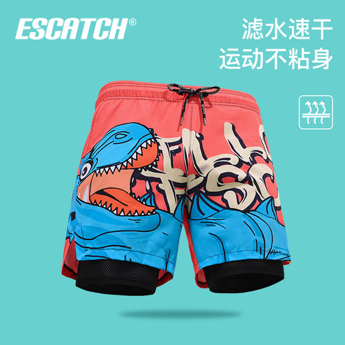 亿斯卡双层泳裤速干防尴尬沙滩裤