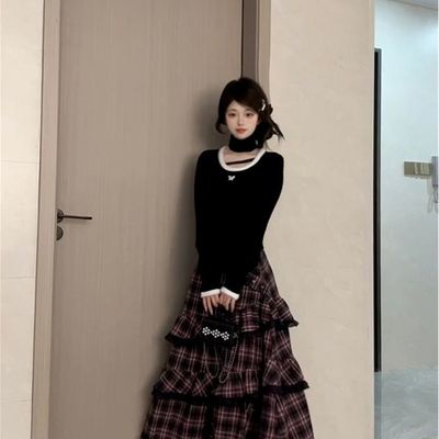 大码小个子香风内搭打底衫韩系穿搭一整套装裙子女秋冬季2025新款