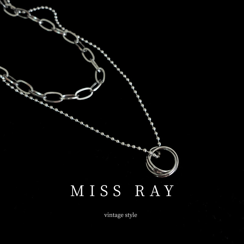 工厂销MissRay潮流嘻哈卫衣叠戴戒H指圈个性钛钢不掉色男女项链毛