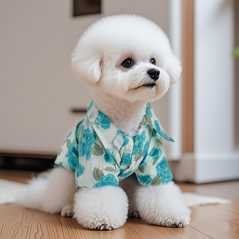 狗狗衣服夏季薄款复古风印花衬衫