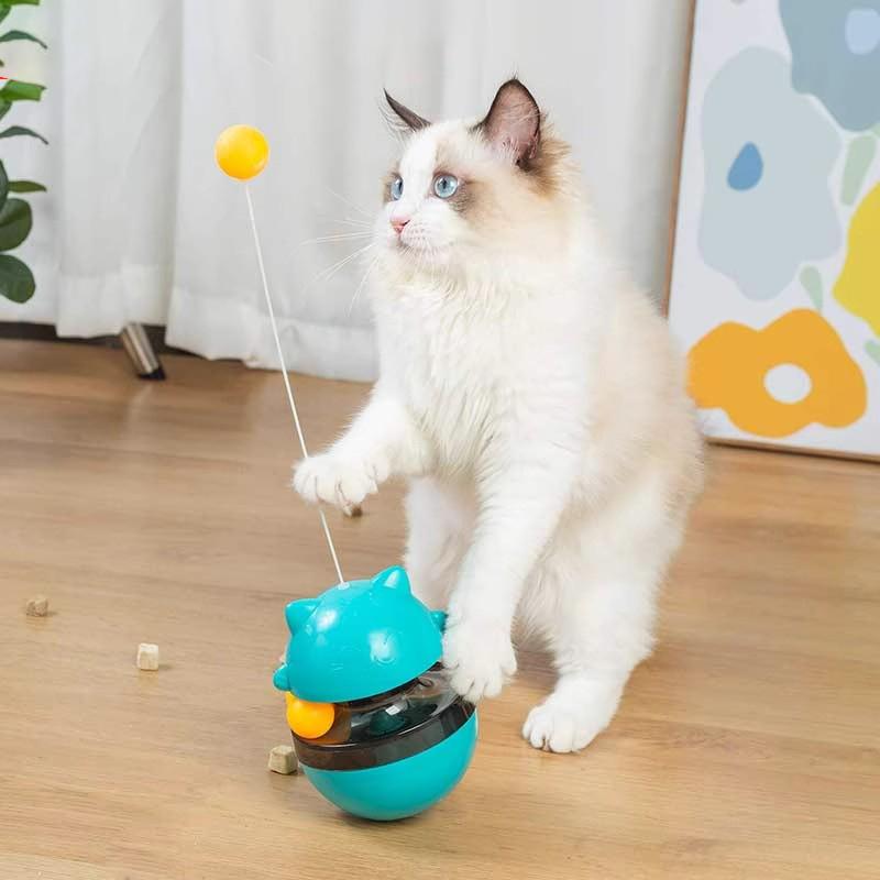 貓咪玩具不倒翁漏食球長桿逗貓棒