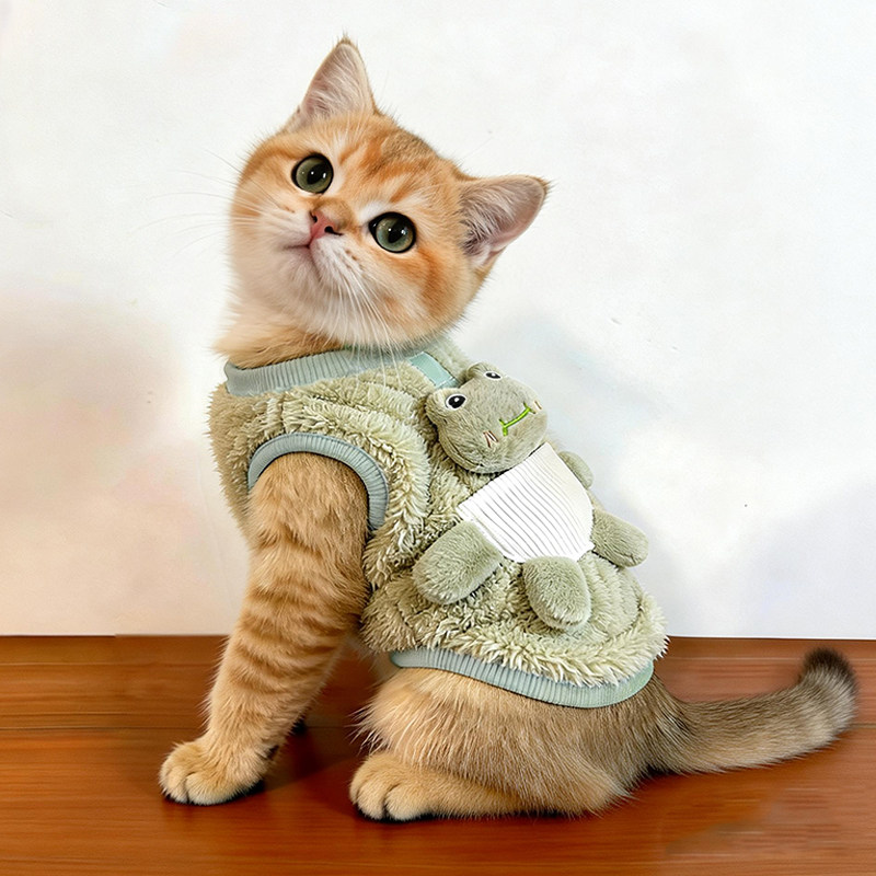 猫咪衣服秋冬款保暖可爱毛绒卫衣金渐层布偶幼猫宠物小狗狗防掉毛