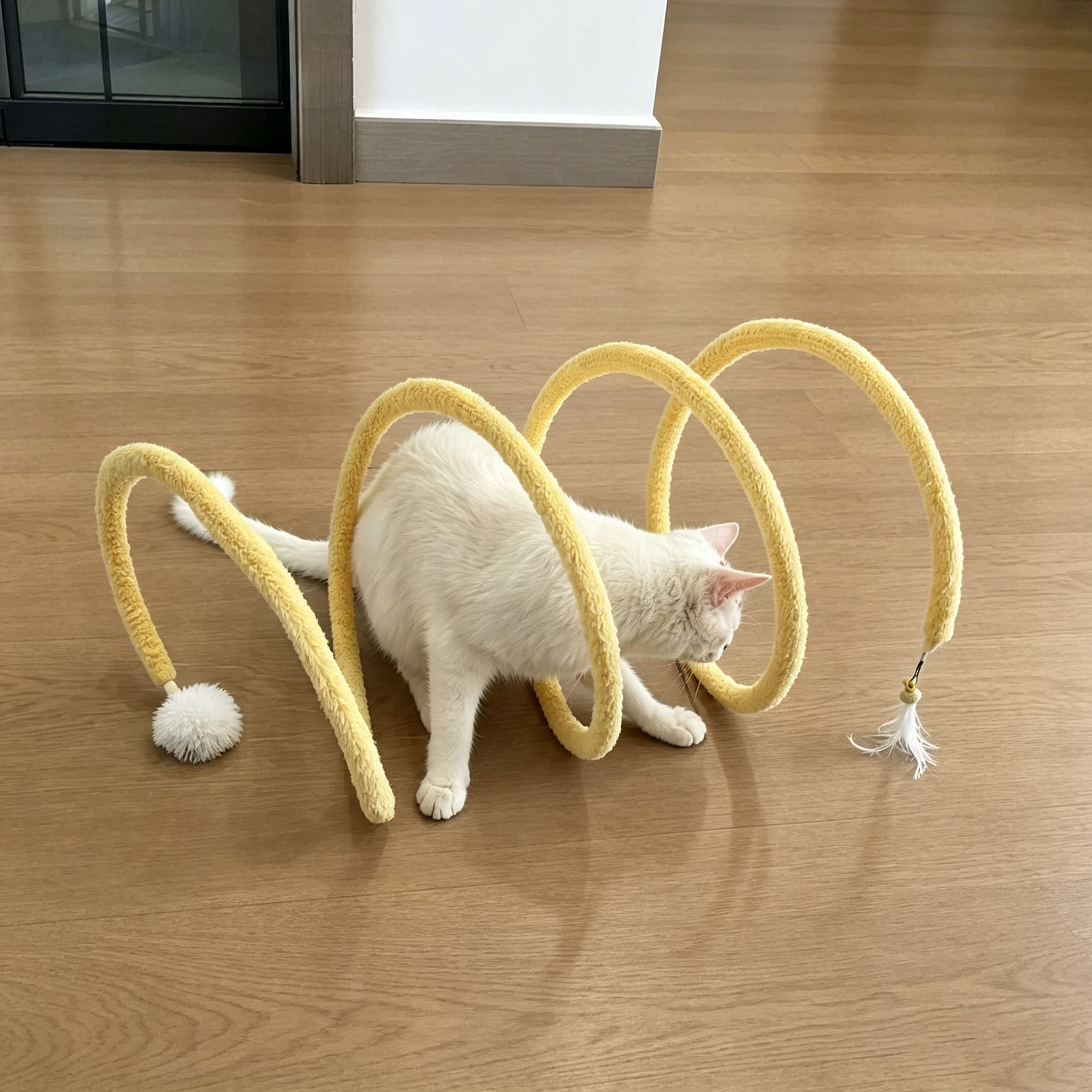 猫玩具弹簧猫隧道铃铛羽毛逗猫棒图片
