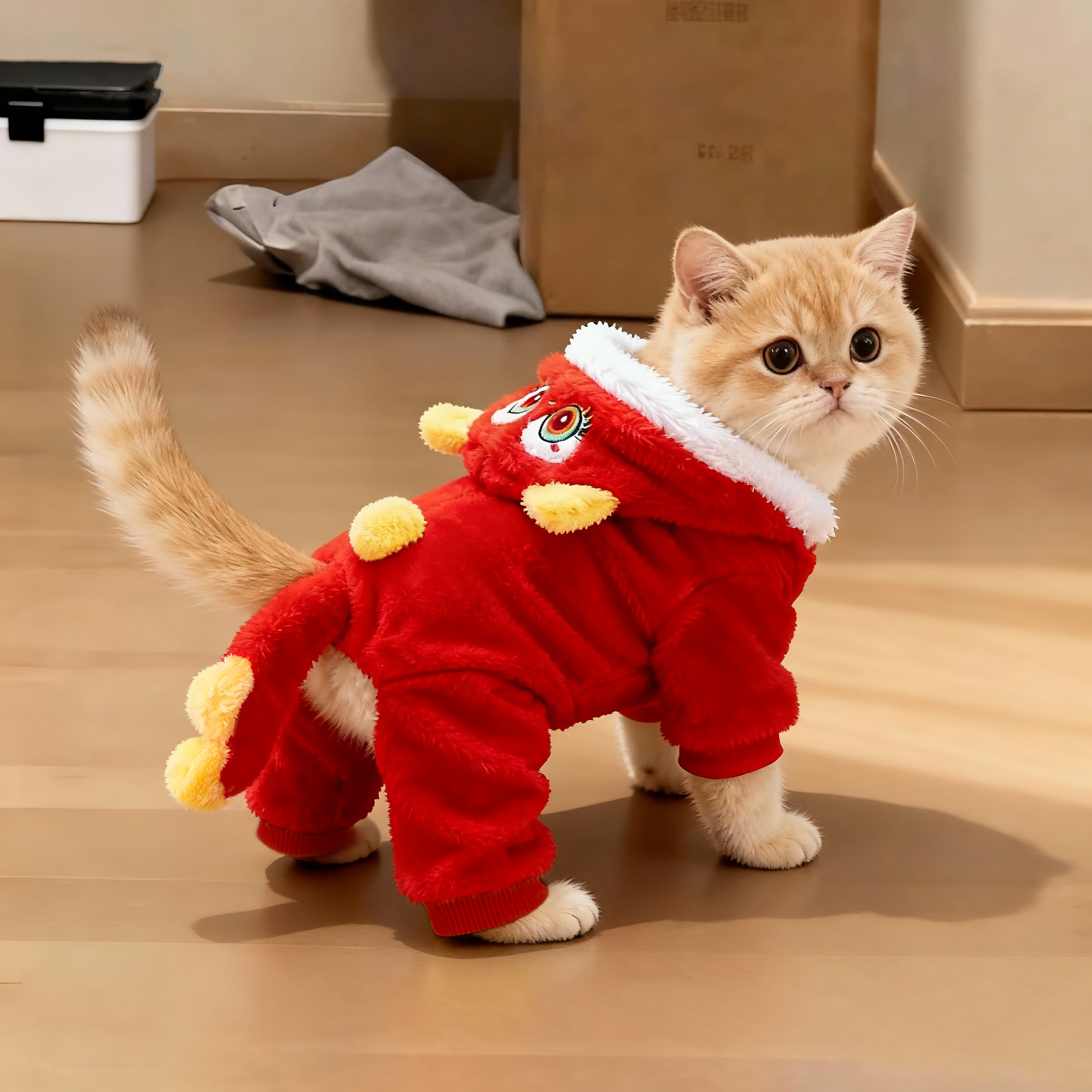 猫咪衣服新年喜庆四脚衣冬季保暖