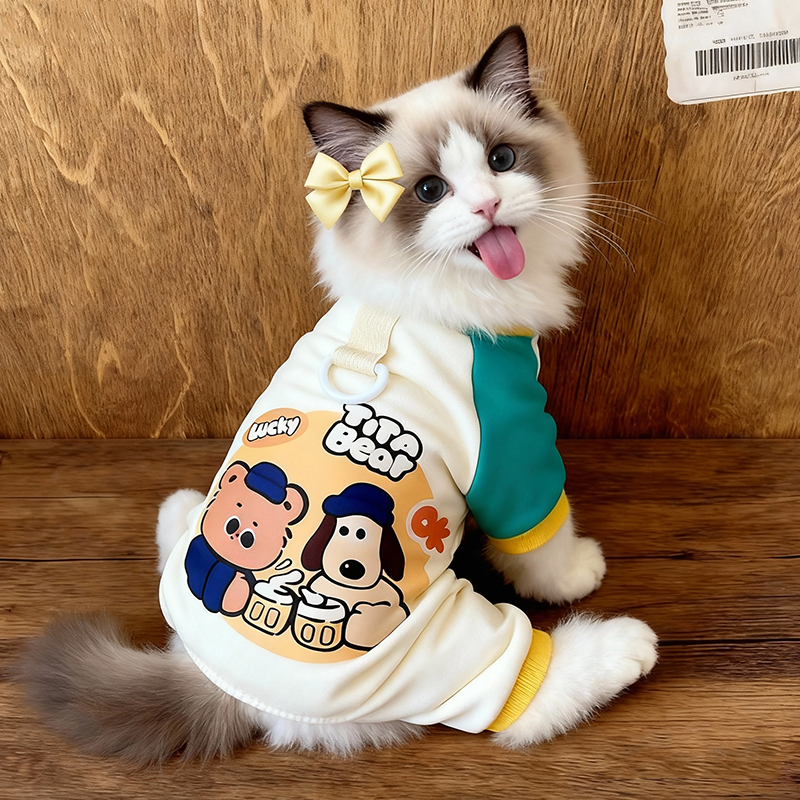 猫咪衣服秋冬款保暖四脚衣可牵引