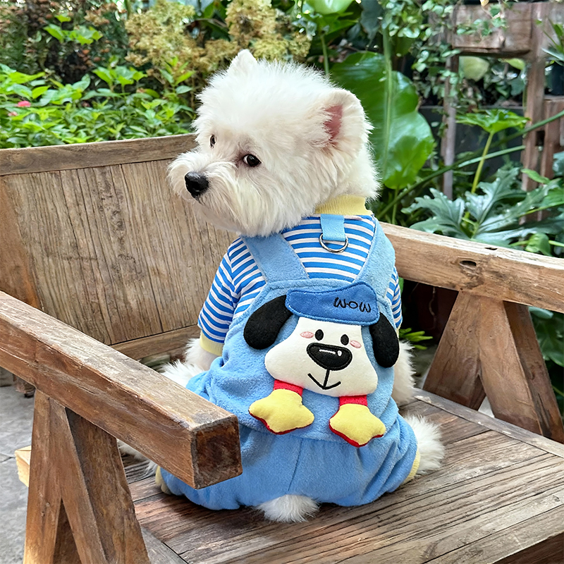 可牵引狗狗衣服大脸帽子狗四脚衣