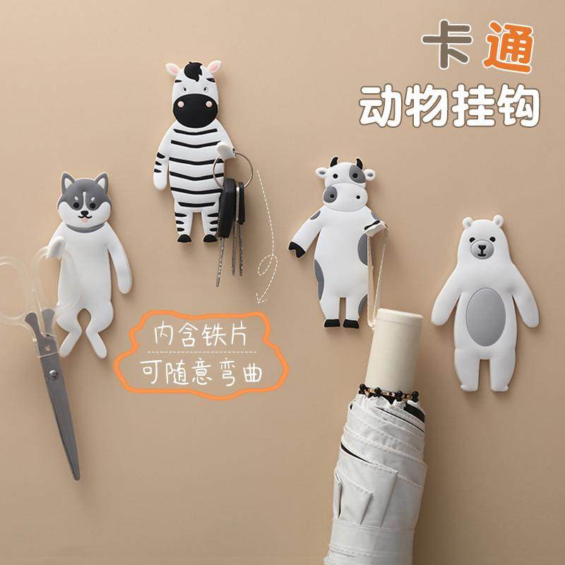 免打孔小挂钩粘胶钥匙勾卡通动物卧室墙壁冰箱贴无痕粘钩96503