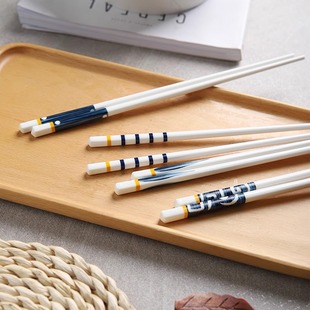 陶瓷筷子家用防霉防滑健康环保易清洗耐高温不变形骨瓷97369 日式