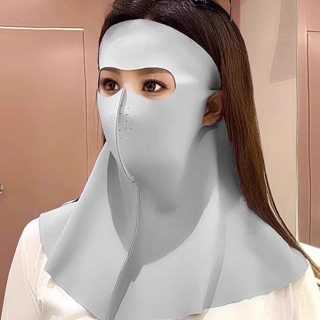 遮全脸防晒面罩女夏季2025新款黑胶帽檐防紫外线薄冰丝口罩脸基尼