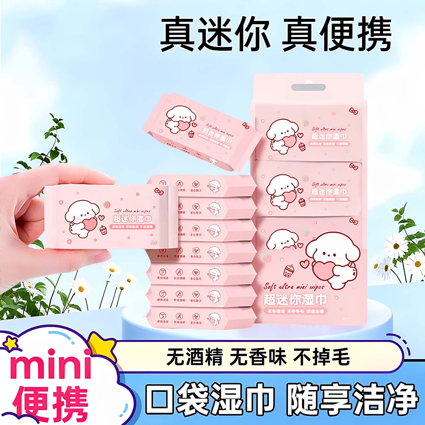 迷你便携独立装手口屁湿巾图片
