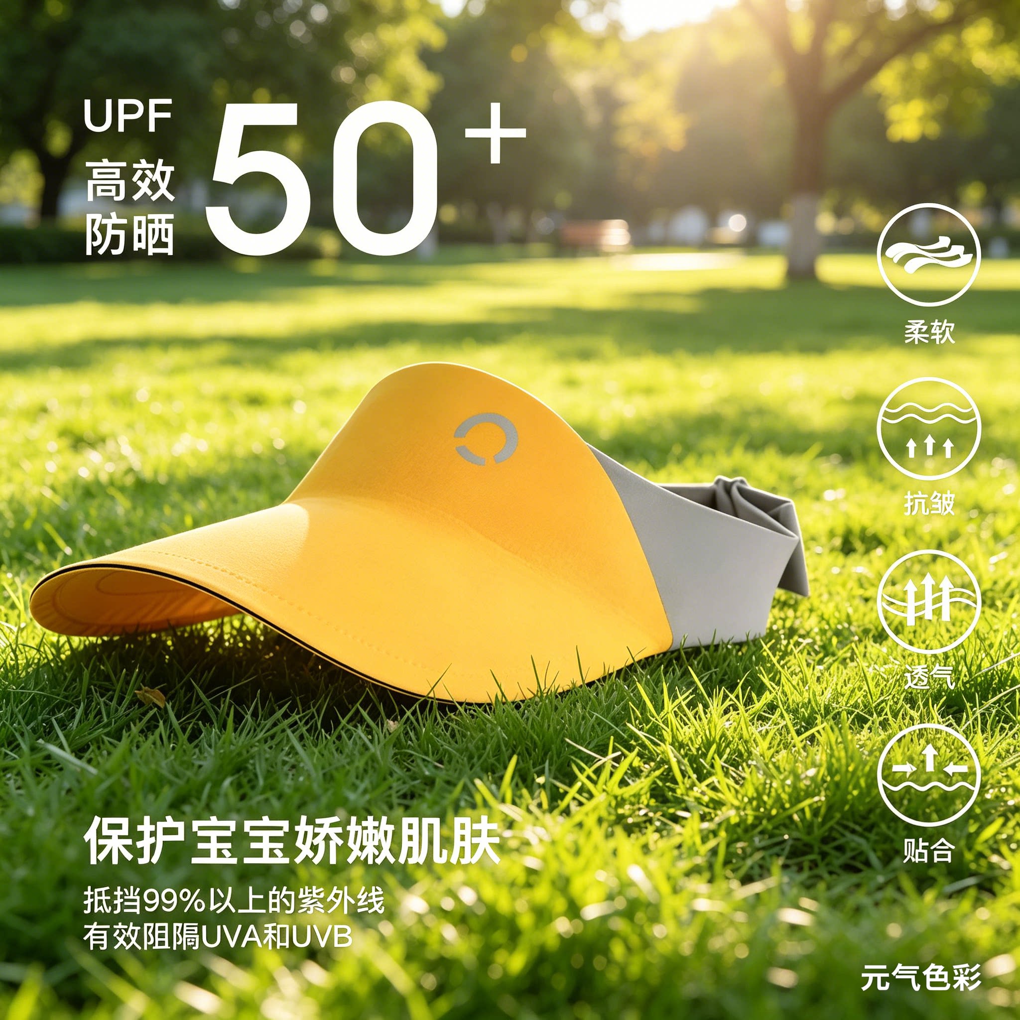 春夏儿童空顶防晒帽防紫外线图片