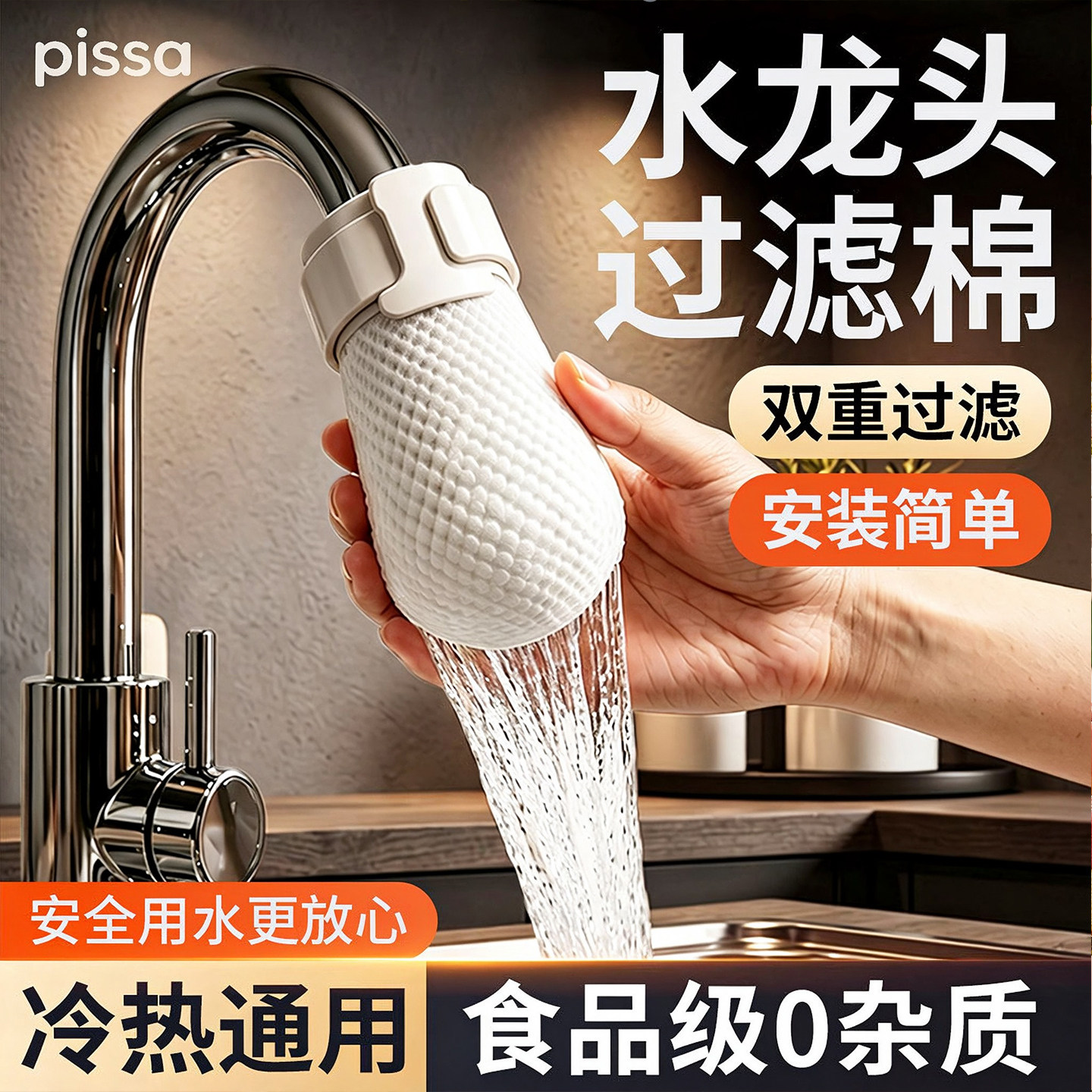 水龙头过滤器棉袋加厚通用防溅自来水井水山泉水泥沙铁锈水垢杂质