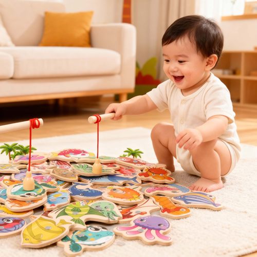 木制宝宝钓鱼玩具男女宝益智一岁