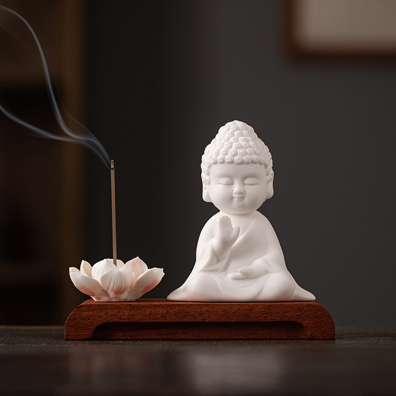德化白瓷禅意小如来摆件新中式家居客厅玄关线香插茶空间桌面饰品,家居饰品,香托/香盘/香座/香插,淘宝优惠券,粉丝福利购,淘宝优惠卷