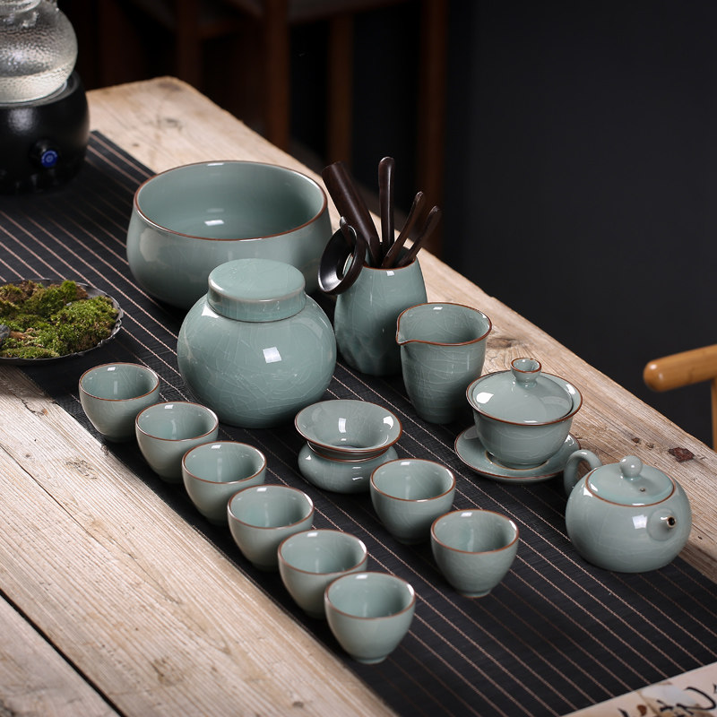 洛土汝窑功夫茶具套装冰裂茶杯茶壶家用复古开片陶瓷盖碗整套礼盒|msdalam kategori pinggan mangkuk, set teh, Kung Fu teh - dari Buy2taobao.com untuk memberikan perkhidmatan ejen Taobao profesional membeli