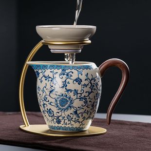 汝窑青花茶具高档泡茶公道杯茶漏一体茶隔创意分茶器陶瓷过滤茶漏