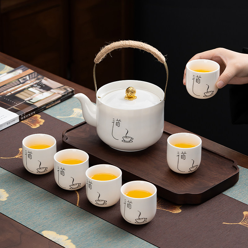 2025新款汉白玉茶具套组家用高档功夫茶壶茶杯茶盘整套办公室喝茶