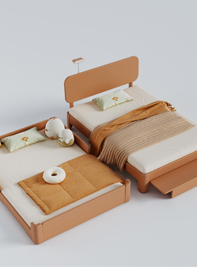 妈妈的选择黄油儿童床男孩女孩地台床榻榻米全实木蒙氏儿童房家具