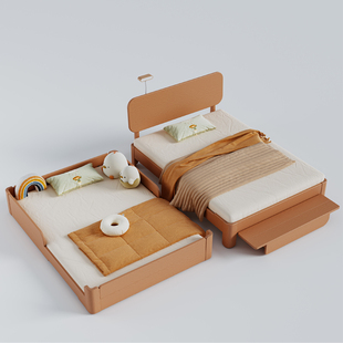 妈妈 选择黄油儿童床男孩女孩地台床榻榻米全实木蒙氏儿童房家具