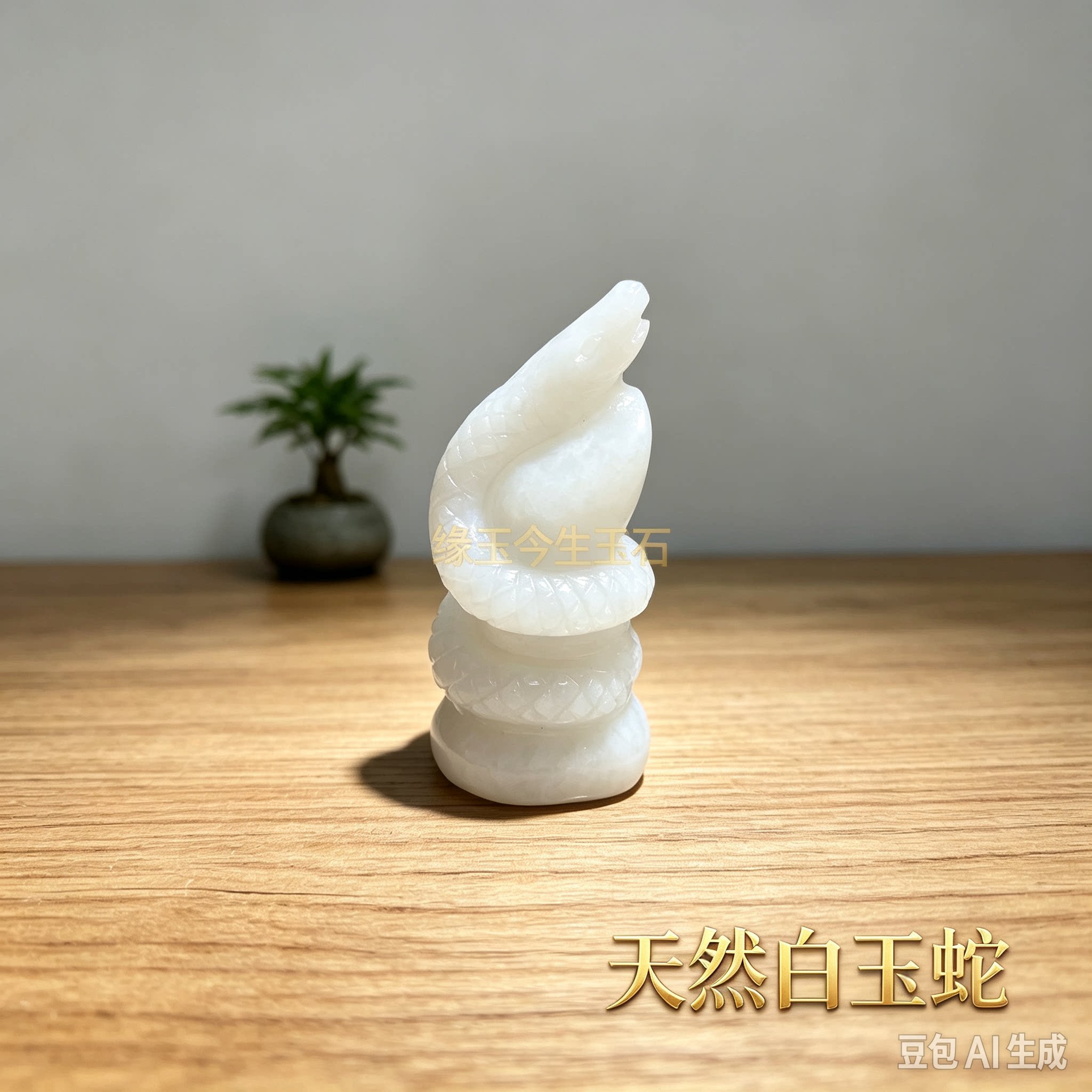 天然白玉石十二生肖摆件阿富汗白玉石蛇生肖蛇客厅玄关家居装饰