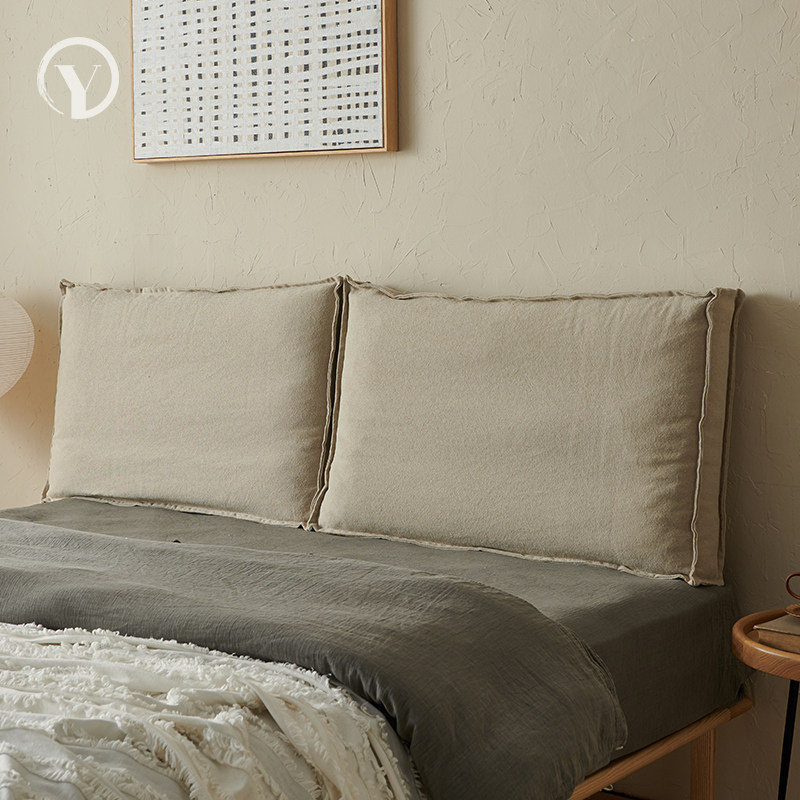 侘寂风床头软包靠背日式榻榻米双人床靠垫2023新款棉麻床上靠背垫