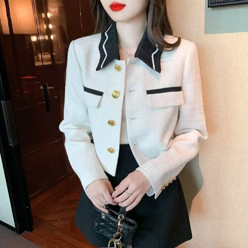 法式名媛小香风外套女春秋高级感新款小个子短款赫本西装上衣