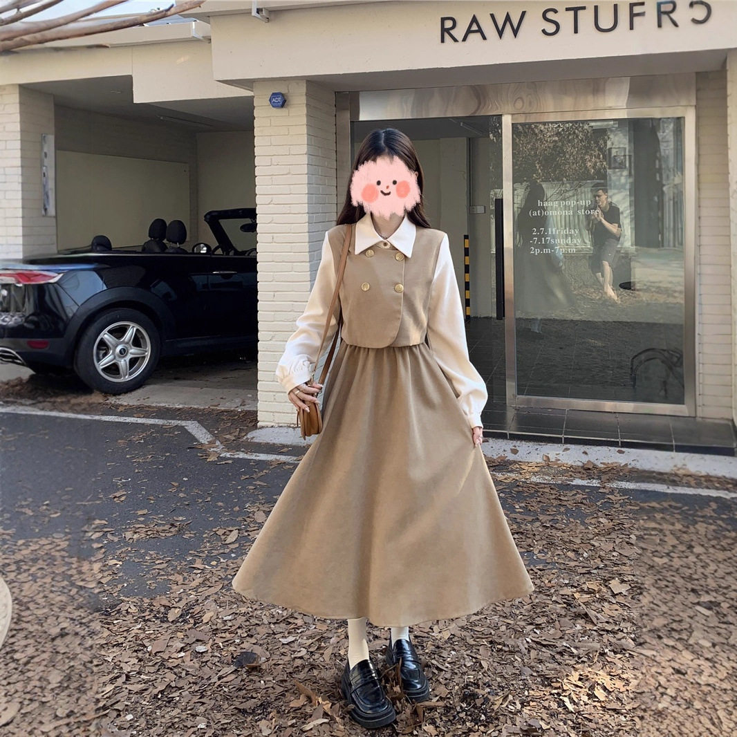 假两件连衣裙女秋季新款高级感法式收腰显瘦中长款长袖赫本裙,女装/女士精品,连衣裙,淘宝优惠券,粉丝福利购,淘宝优惠卷