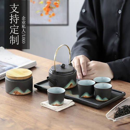 陶瓷日式提梁壶送礼功夫茶具