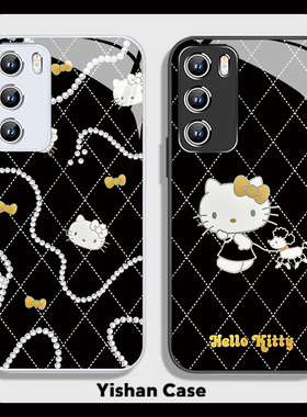 黑金Hellokitty猫手机壳适用vivox300pro高颜值x200女款x100凯蒂猫oppofindx9闺蜜x8超好看x7黑色Reno14玻璃7