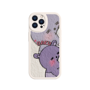 适用iPhone13情侣16手机壳苹果17系列/14库洛米11卡通12mini巴库8plus/7新款xsmax油画新款xr小羊皮x一对14pl