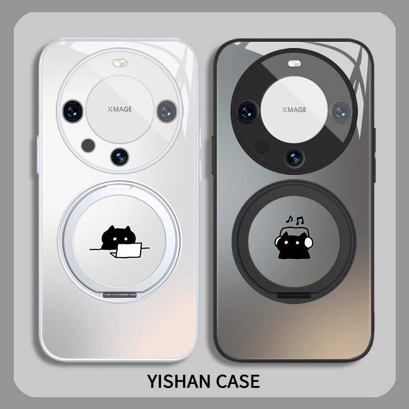 情侣磁吸支架猫咪手机壳适用华为
