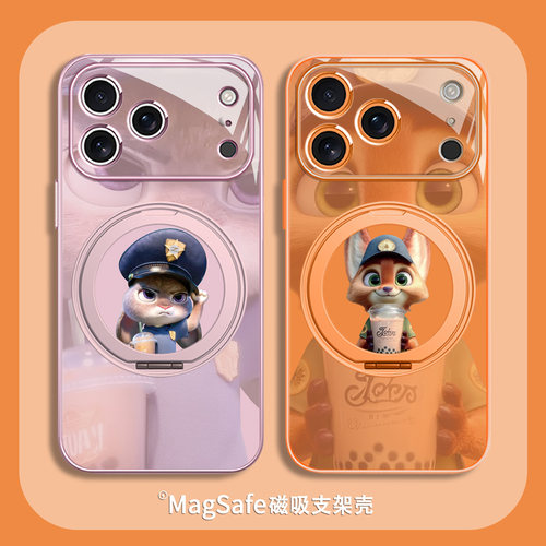 迪士尼情侣磁吸支架壳适用苹果