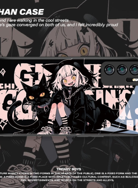 适用华为mate80/mate60pro手机壳pura70新款50黑色猫咪nova11女孩p60二次元p50动漫60pro+高级感7pro8se玻璃3