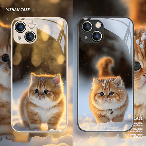 适用苹果温暖治愈可爱猫咪手机壳