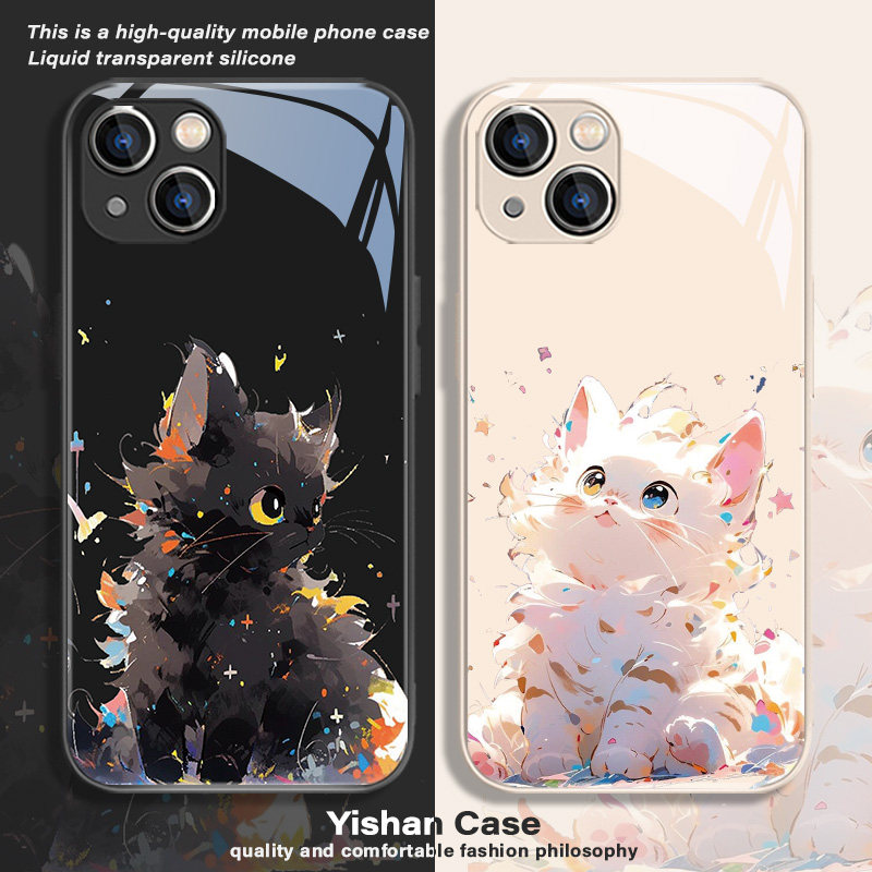 适用苹果15promax手机壳iPhone13pro黑色14猫咪12mini新款11pro情侣xsmax可爱8plus7p高级感xr时尚x液态玻璃6使用感如何?