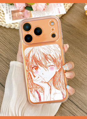 eva新款橙色手机壳适用苹果17promax动漫风iPhone16pro绫波丽12/14plus明日香13mini二次元8透明11/xs硅胶air