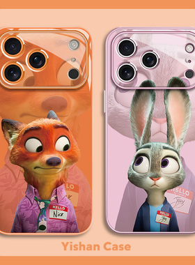 适用苹果17系列疯狂动物城2手机壳iPhone16plus情侣15尼克朱迪14promax迪士尼13黑色12玻璃11动漫xsmax/8/7/6