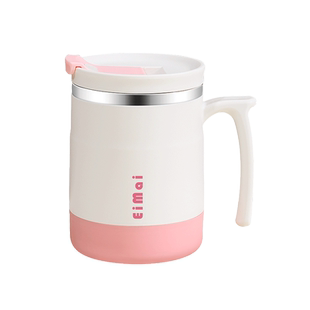 马克杯女生不锈钢杯子带盖带勺子办公室高颜值咖啡杯水杯家用茶杯