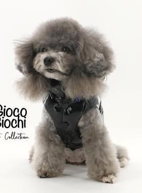 GiocoGiochi宠物原创秋冬黑色亮面防水羽绒服马甲可拆卸帽子泰迪
