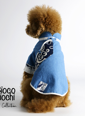 GIOCO GIOCHI宠物春夏薄款中国风民族唐装蓝印旗袍狗狗猫咪小衣